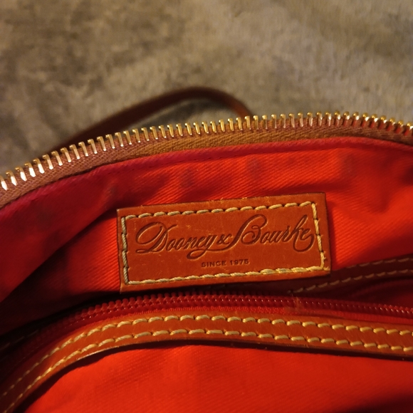 Dooney & Bourke Dark Navy and Brown Leather Satchel - Picture 10 of 16